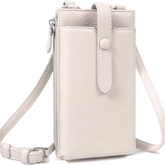 Chic Beige Crossbody Wallet Bag for Women - Adjustable Strap & Organized Storage - Picture 6 of 7
